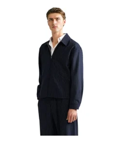 Ange Projects Pinstripe Wool Jacket Navy