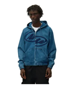 Arte Antwerp Split Logo Denim Hood Jacket Navy