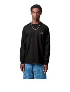 Carhartt WIP L/S American Script T-Shirt Black