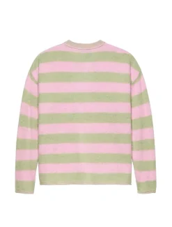 New Amsterdam Surf Association Straight Fit V-Neck Light Green Cradle Pink Stripes