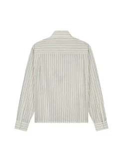 OLAF Brushstroke Logo Stripe LS Shirt Charcoal White