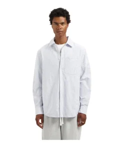 OLAF Monogram Embro Oxford Shirt Blue Stripe