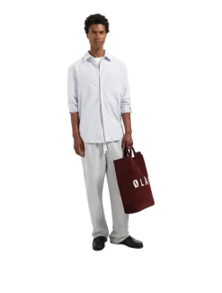 OLAF Monogram Embro Oxford Shirt Blue Stripe