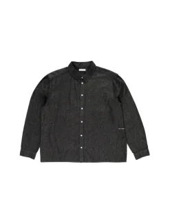 POP Trading Company Applique Logo Denim Shirt Black Denim