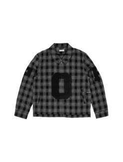 POP Trading Company Checked Football Jacket Charcoal