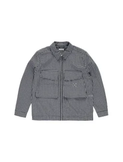 POP Trading Company Gingham Boxer Overshirt Black Off White