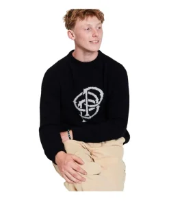 POP Trading Company Initials Knitted Crewneck Black