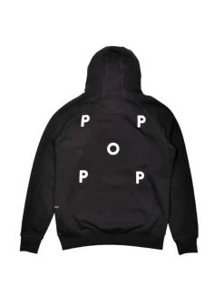 POP Trading Company Logo Hooded Sweat Black White