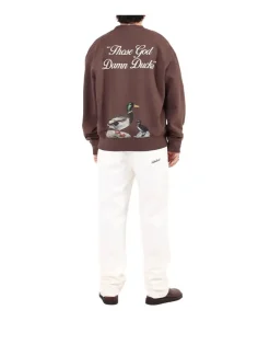 Sabbatical Ducks Crewneck Button Brown